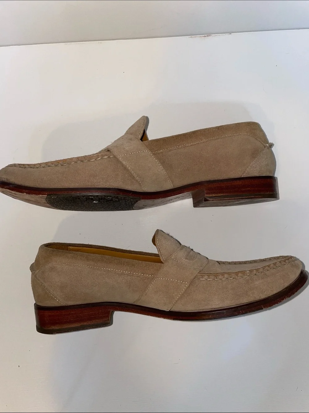 Cole Haan Men's Suede Leather Penny Loafers in Tan - Sz 9